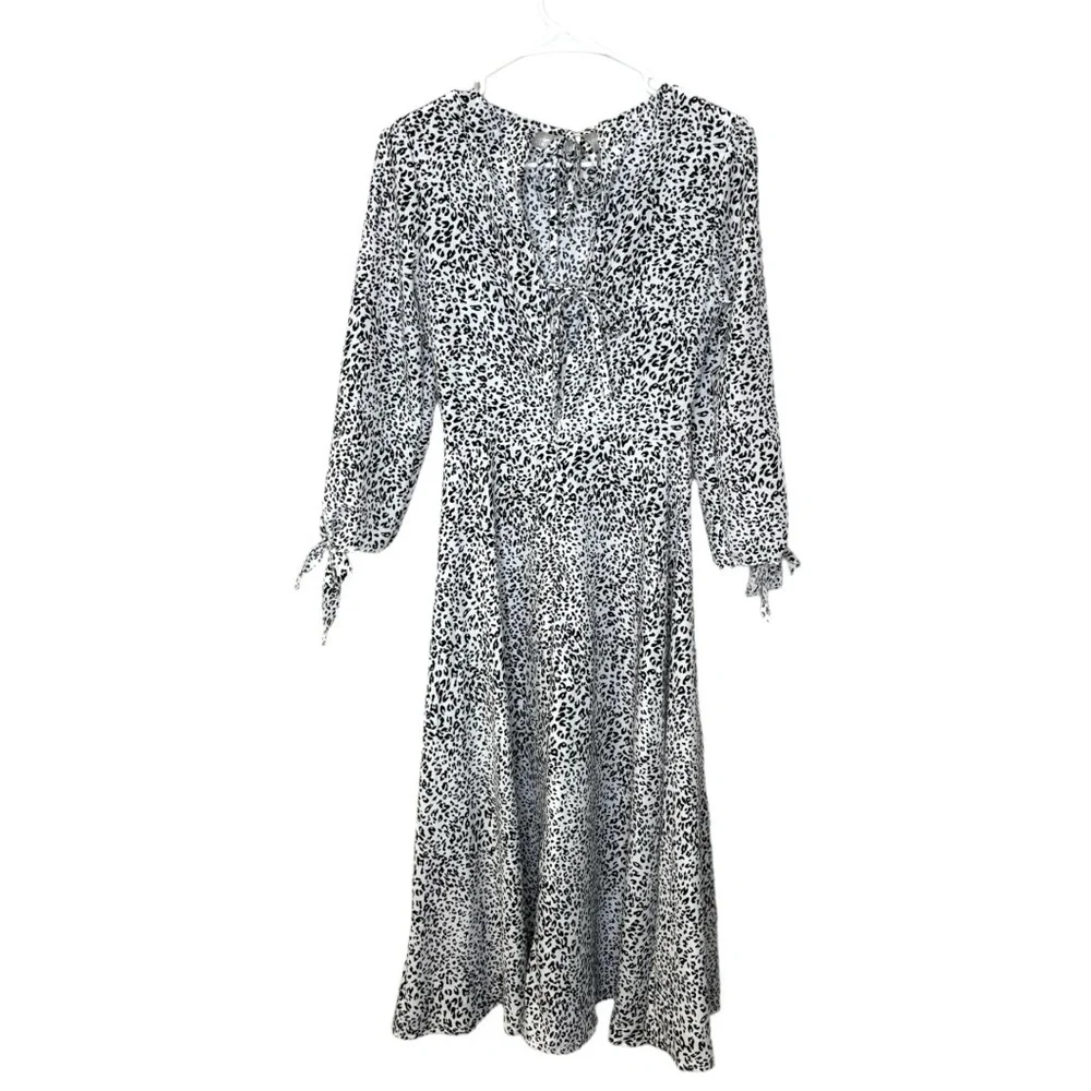Princess Polly Midi Dress Leopard Ditzy Animal Print Back Cut Out Dress - Size 0